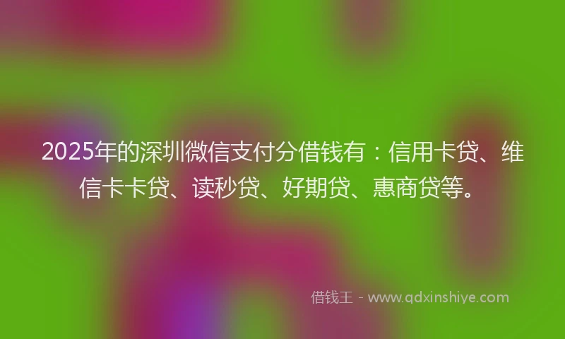 2025年的深圳微信支付分借钱有：信用卡贷、维信卡卡贷、读秒贷、好期贷、惠商贷等。