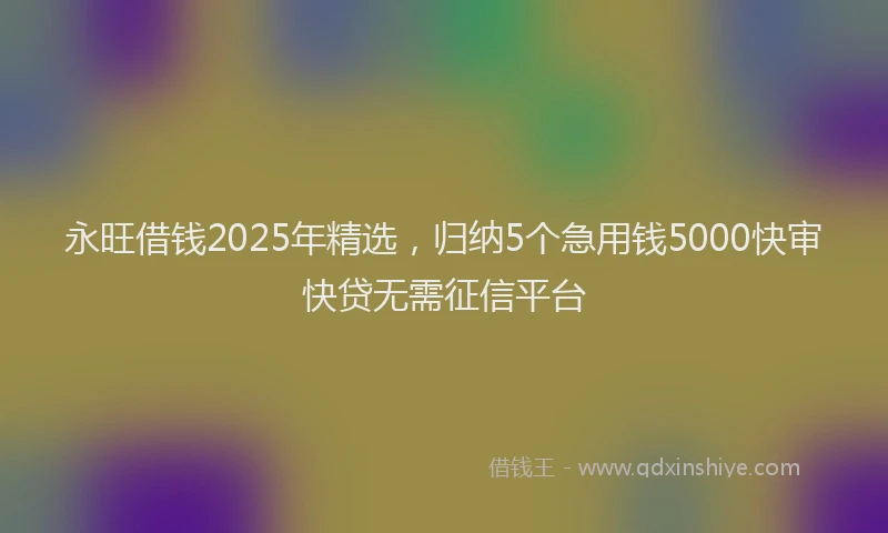 永旺借钱2025年精选，归纳5个急用钱5000快审快贷无需征信平台