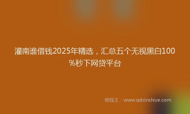 灌南谁借钱2025年精选，汇总五个无视黑白100%秒下网贷平台