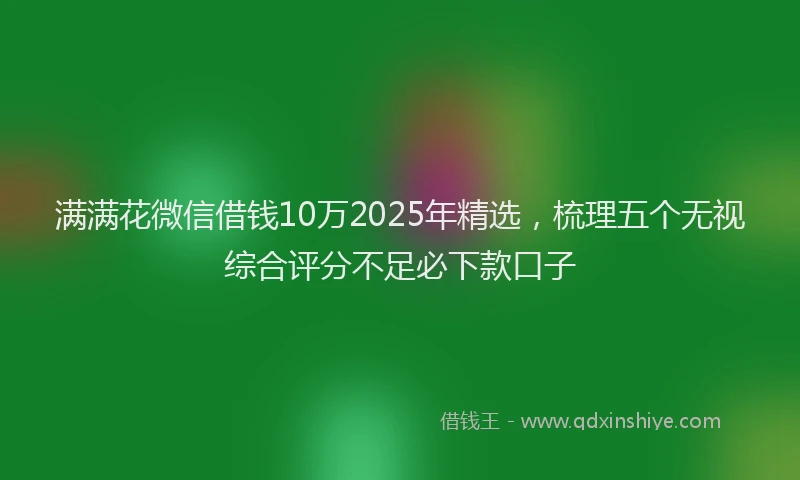 满满花微信借钱10万2025年精选，梳理五个无视综合评分不足必下款口子