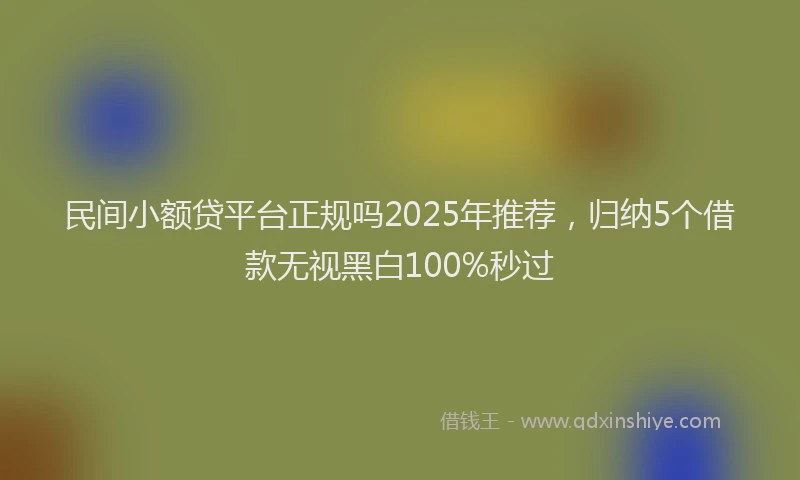 民间小额贷平台正规吗2025年推荐，归纳5个借款无视黑白100%秒过