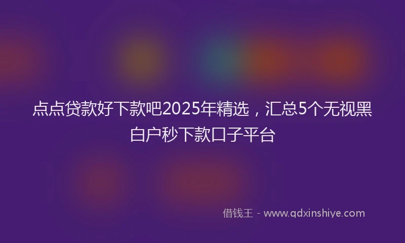 点点贷款好下款吧2025年精选，汇总5个无视黑白户秒下款口子平台