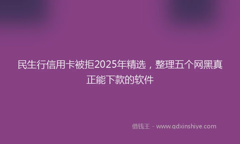 民生行信用卡被拒2025年精选，整理五个网黑真正能下款的软件