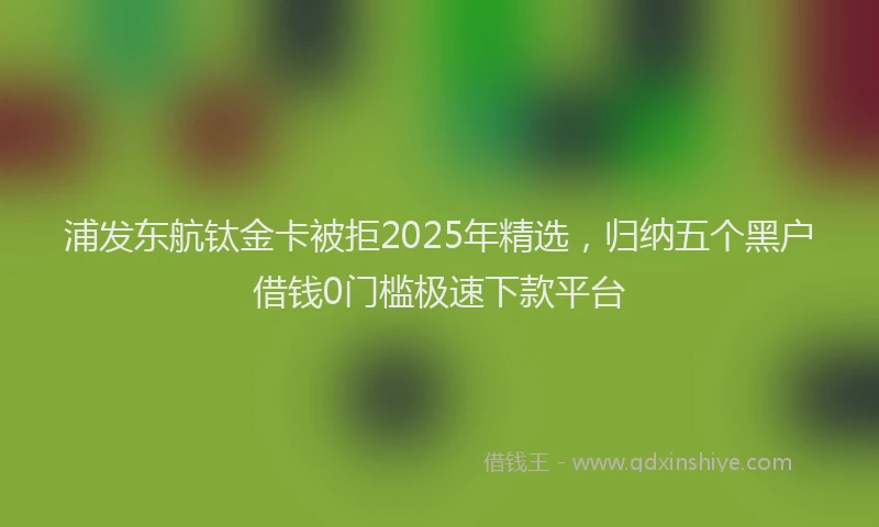 浦发东航钛金卡被拒2025年精选，归纳五个黑户借钱0门槛极速下款平台