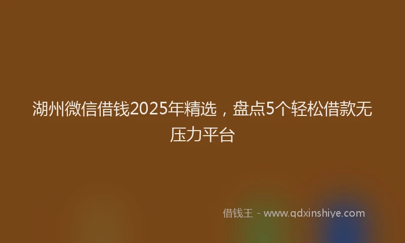 湖州微信借钱2025年精选，盘点5个轻松借款无压力平台