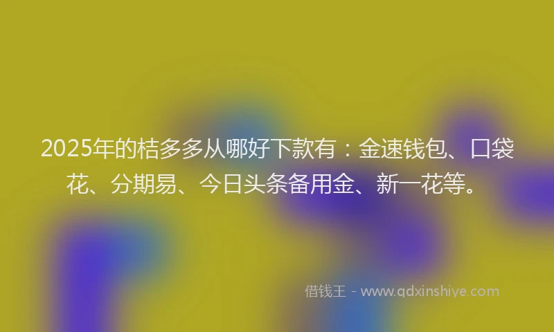 2025年的桔多多从哪好下款有：金速钱包、口袋花、分期易、今日头条备用金、新一花等。