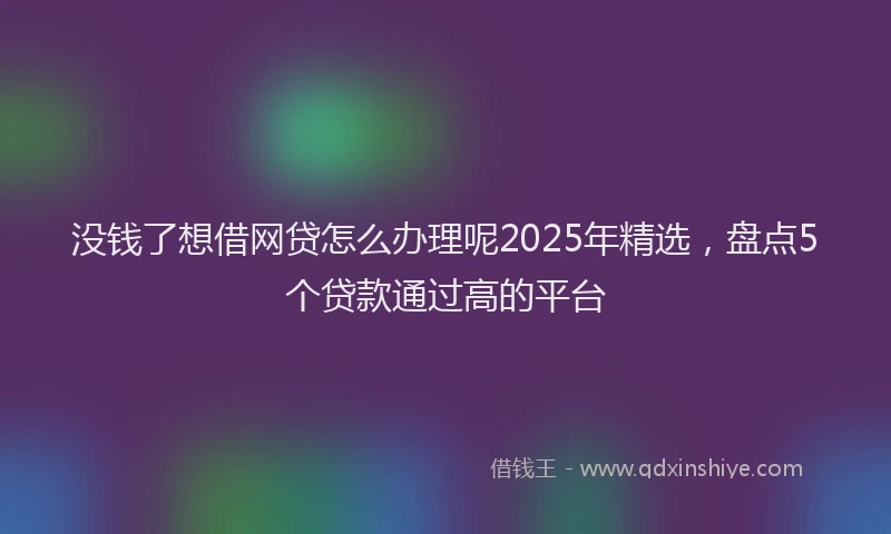 没钱了想借网贷怎么办理呢2025年精选，盘点5个贷款通过高的平台