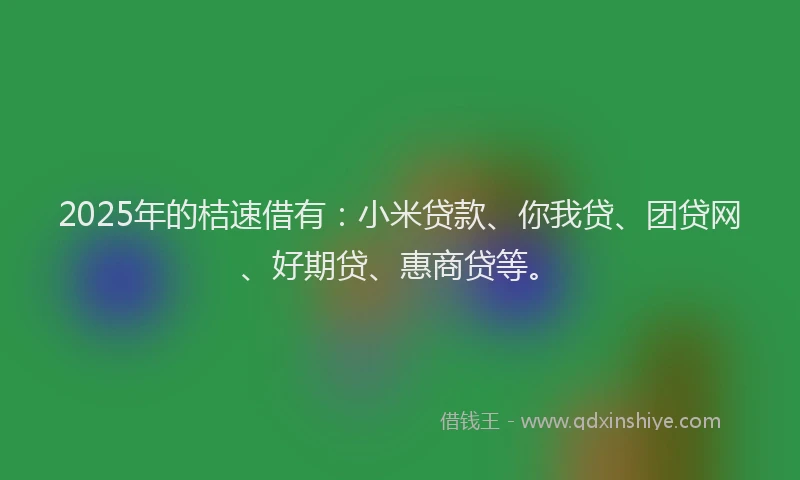 2025年的桔速借有：小米贷款、你我贷、团贷网、好期贷、惠商贷等。