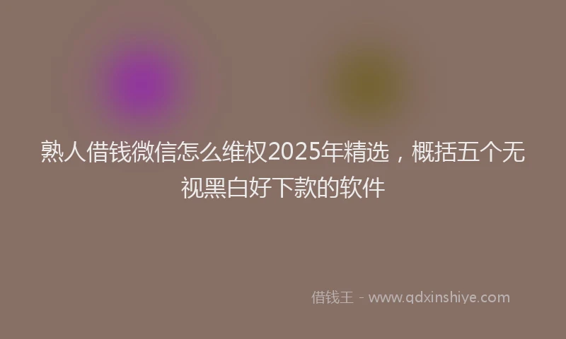 熟人借钱微信怎么维权2025年精选，概括五个无视黑白好下款的软件