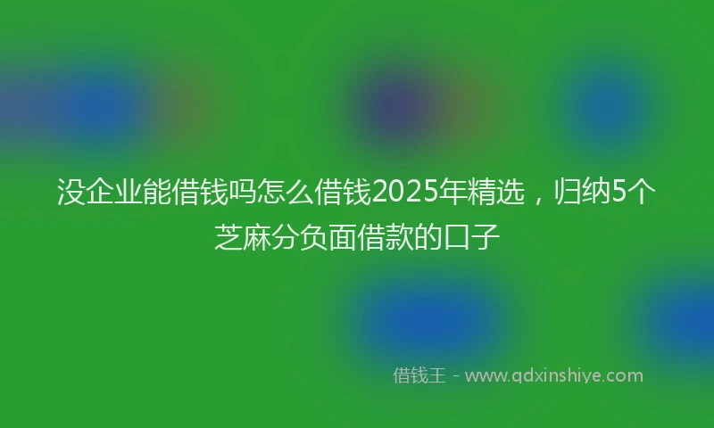 没企业能借钱吗怎么借钱2025年精选，归纳5个芝麻分负面借款的口子