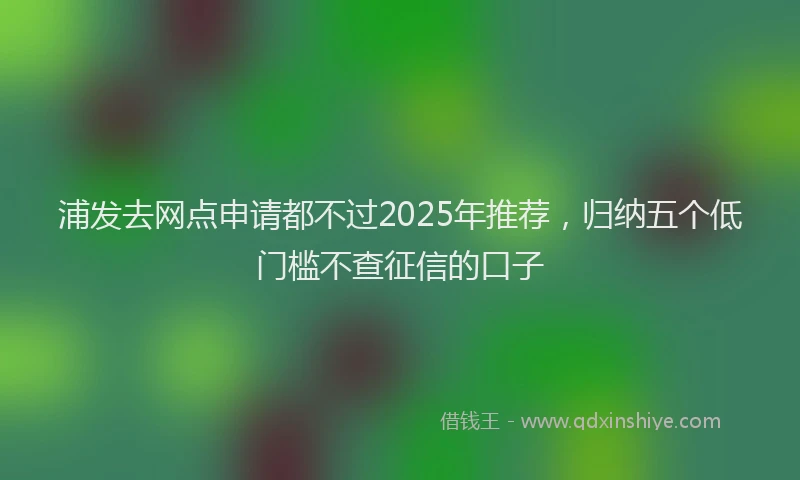 浦发去网点申请都不过2025年推荐，归纳五个低门槛不查征信的口子