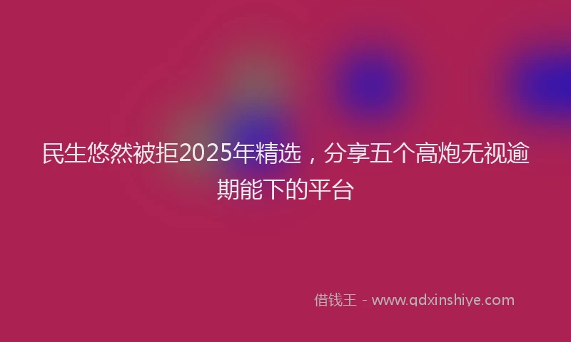 民生悠然被拒2025年精选，分享五个高炮无视逾期能下的平台