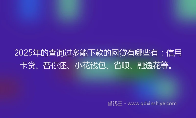 2025年的查询过多能下款的网贷有哪些有：信用卡贷、替你还、小花钱包、省呗、融逸花等。