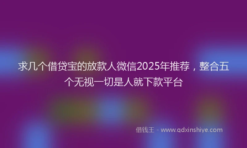 求几个借贷宝的放款人微信2025年推荐，整合五个无视一切是人就下款平台