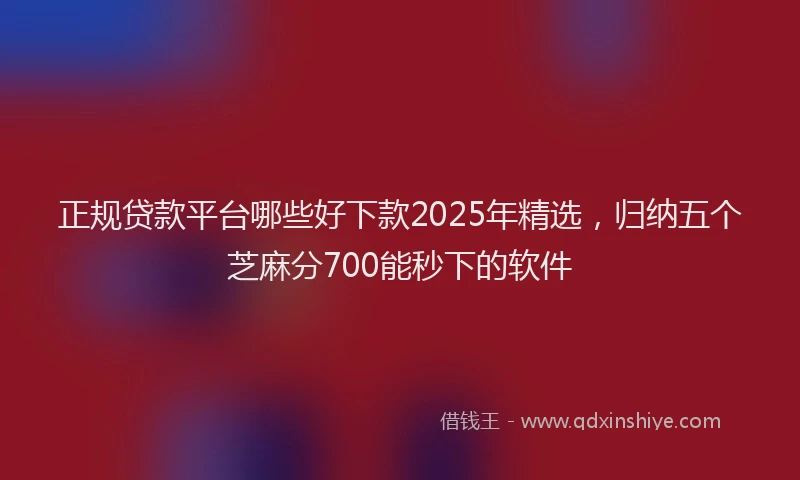 正规贷款平台哪些好下款2025年精选，归纳五个芝麻分700能秒下的软件