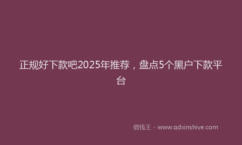正规好下款吧2025年推荐，盘点5个黑户下款平台
