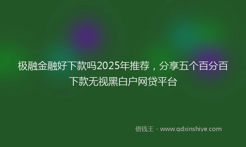 极融金融好下款吗2025年推荐，分享五个百分百下款无视黑白户网贷平台