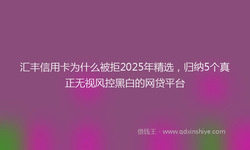 汇丰信用卡为什么被拒2025年精选，归纳5个真正无视风控黑白的网贷平台