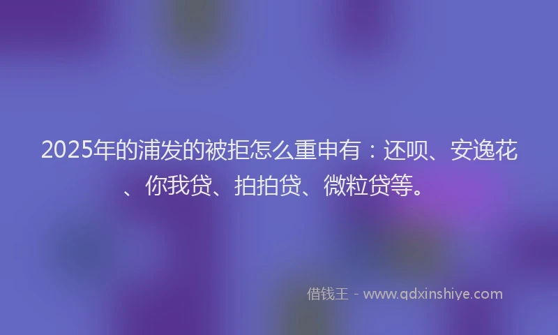 2025年的浦发的被拒怎么重申有：还呗、安逸花、你我贷、拍拍贷、微粒贷等。