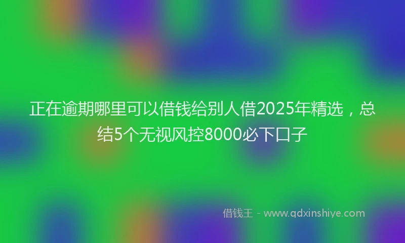 正在逾期哪里可以借钱给别人借2025年精选，总结5个无视风控8000必下口子