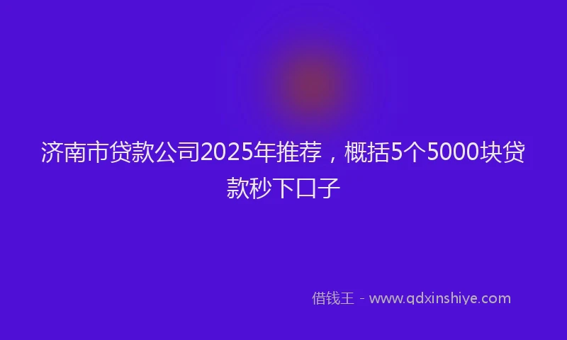济南市贷款公司2025年推荐，概括5个5000块贷款秒下口子