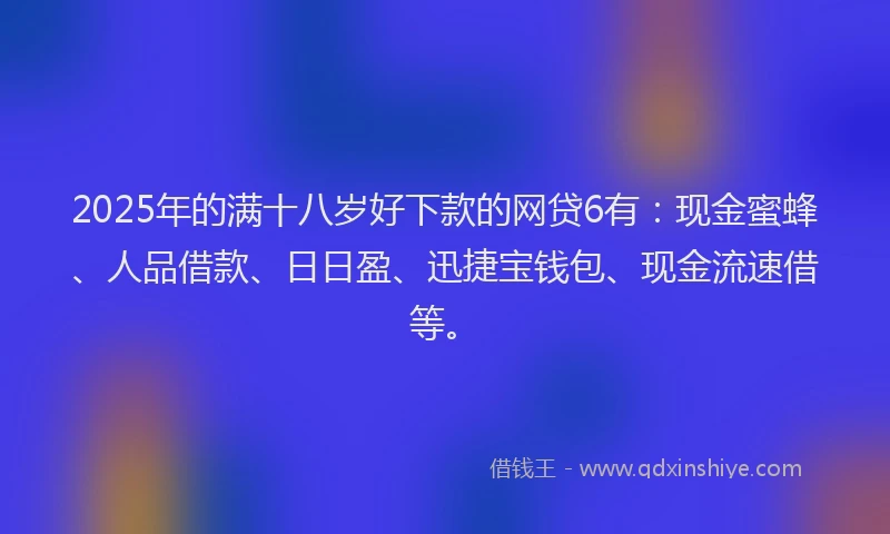 2025年的满十八岁好下款的网贷6有：现金蜜蜂、人品借款、日日盈、迅捷宝钱包、现金流速借等。