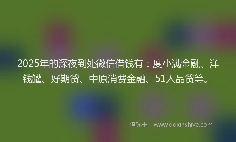 2025年的深夜到处微信借钱有：度小满金融、洋钱罐、好期贷、中原消费金融、51人品贷等。