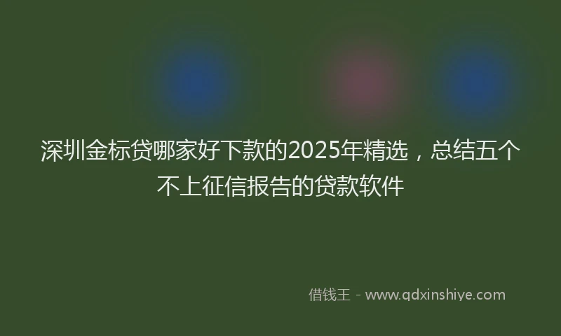 深圳金标贷哪家好下款的2025年精选，总结五个不上征信报告的贷款软件