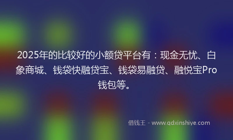 2025年的比较好的小额贷平台有：现金无忧、白象商城、钱袋快融贷宝、钱袋易融贷、融悦宝Pro钱包等。