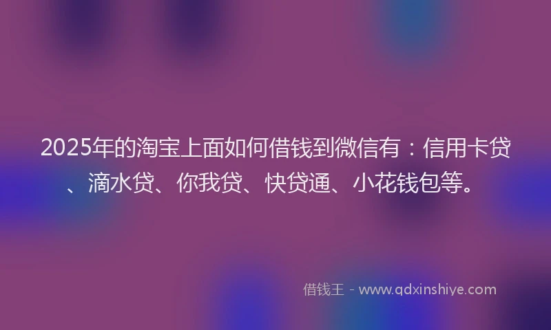 2025年的淘宝上面如何借钱到微信有：信用卡贷、滴水贷、你我贷、快贷通、小花钱包等。
