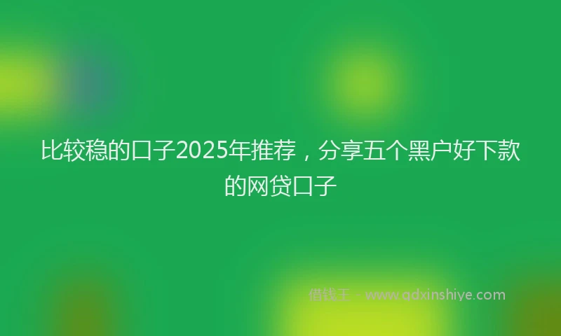 比较稳的口子2025年推荐，分享五个黑户好下款的网贷口子