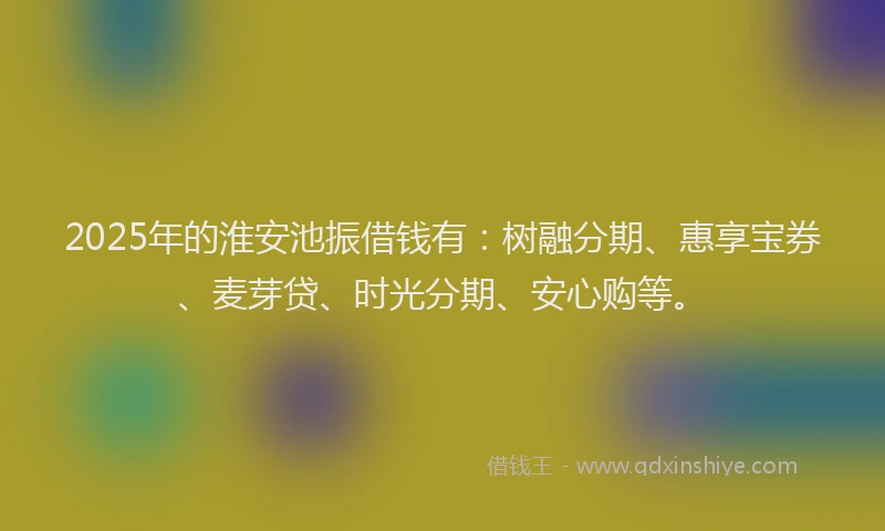 2025年的淮安池振借钱有：树融分期、惠享宝券、麦芽贷、时光分期、安心购等。