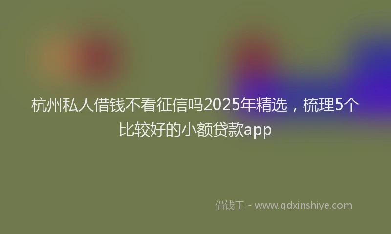 杭州私人借钱不看征信吗2025年精选，梳理5个比较好的小额贷款app