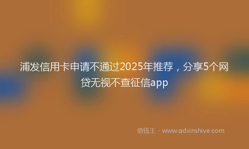浦发信用卡申请不通过2025年推荐，分享5个网贷无视不查征信app