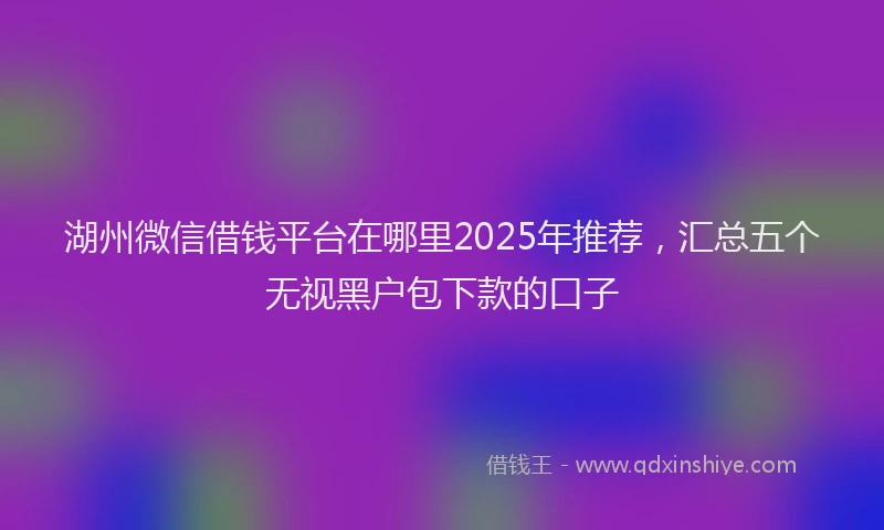 湖州微信借钱平台在哪里2025年推荐，汇总五个无视黑户包下款的口子