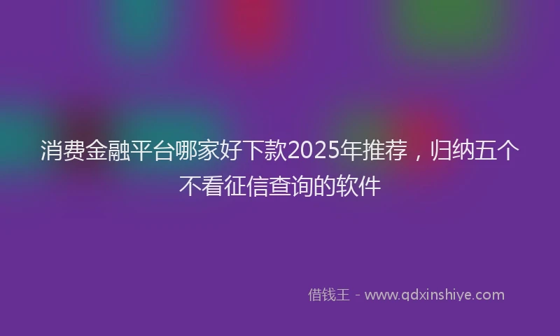 消费金融平台哪家好下款2025年推荐，归纳五个不看征信查询的软件