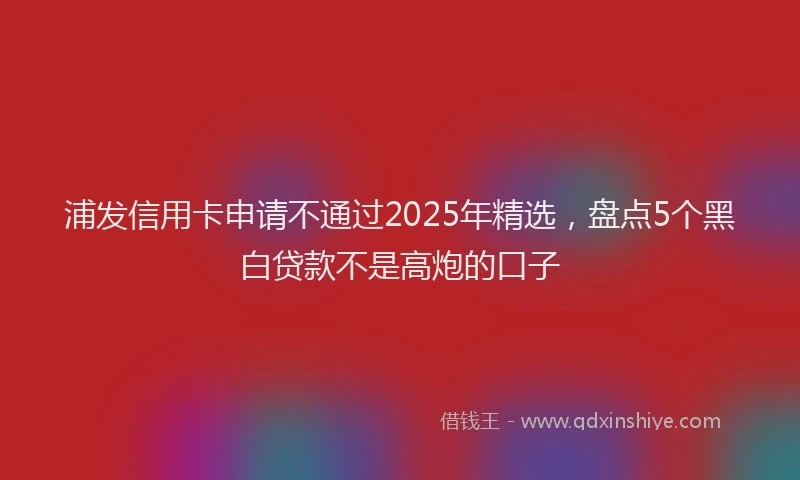 浦发信用卡申请不通过2025年精选，盘点5个黑白贷款不是高炮的口子