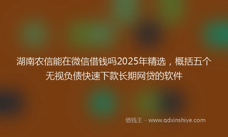 湖南农信能在微信借钱吗2025年精选，概括五个无视负债快速下款长期网贷的软件