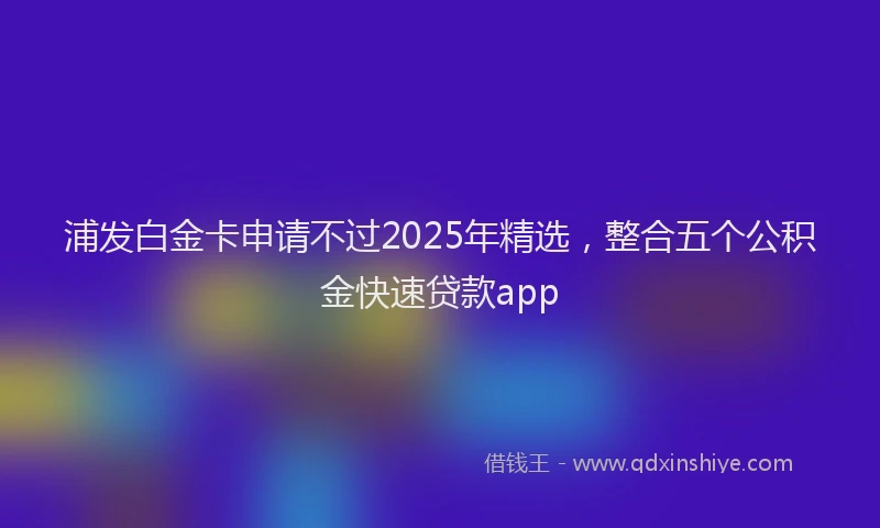 浦发白金卡申请不过2025年精选，整合五个公积金快速贷款app