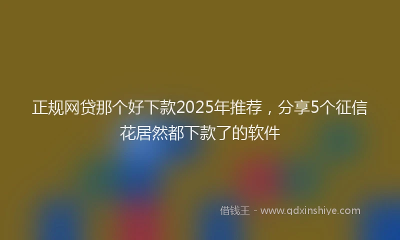 正规网贷那个好下款2025年推荐，分享5个征信花居然都下款了的软件