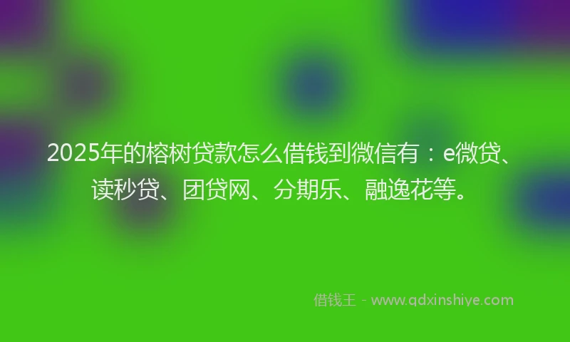 2025年的榕树贷款怎么借钱到微信有：e微贷、读秒贷、团贷网、分期乐、融逸花等。