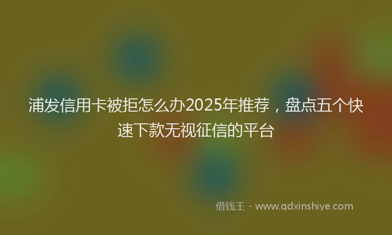 浦发信用卡被拒怎么办2025年推荐，盘点五个快速下款无视征信的平台