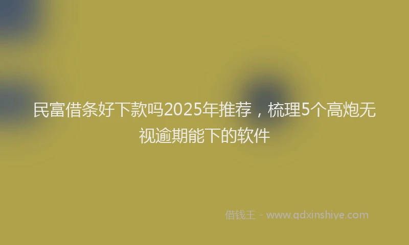 民富借条好下款吗2025年推荐，梳理5个高炮无视逾期能下的软件