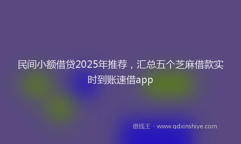 民间小额借贷2025年推荐，汇总五个芝麻借款实时到账速借app
