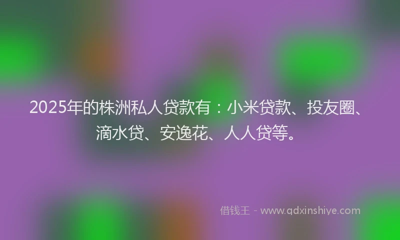 2025年的株洲私人贷款有：小米贷款、投友圈、滴水贷、安逸花、人人贷等。