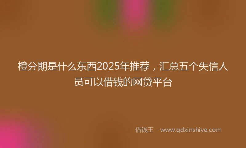 橙分期是什么东西2025年推荐，汇总五个失信人员可以借钱的网贷平台