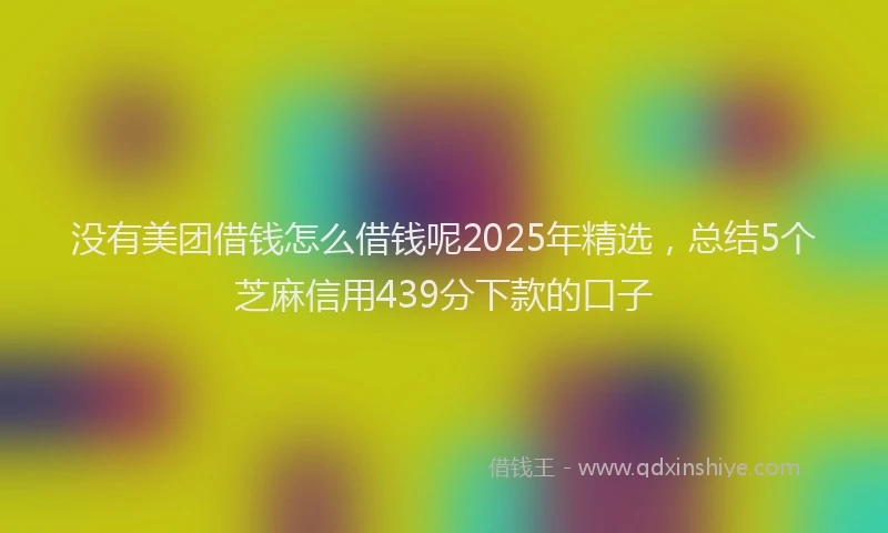 没有美团借钱怎么借钱呢2025年精选，总结5个芝麻信用439分下款的口子