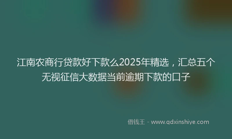 江南农商行贷款好下款么2025年精选，汇总五个无视征信大数据当前逾期下款的口子