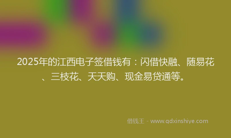2025年的江西电子签借钱有：闪借快融、随易花、三枝花、天天购、现金易贷通等。