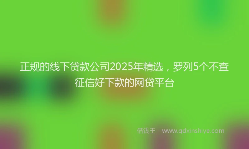 正规的线下贷款公司2025年精选，罗列5个不查征信好下款的网贷平台